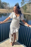 I absolutely loved this dress! I got it in an XL! I'm very curvy and it accented my curves nicely! It was the perfect bridal shower dress. I wish it came in more colors! - Delisha F.