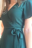 I absolutely love this dress, always have wanted an emerald green dress!

Thoughts: the color is definitely emerald green(dark teal green color) but it looks a lot darker in artificial light, but in the sunlight it's brighter. The quality is spot on, not see through at all, and very soft fabric. I'm thankful for once for small breasts because I was able to sew the deep v-neck to be less showy, but if I had a bigger chest I wouldn't have been able to make the waist as tight as I wanted or close the top. If you have a bigger chest than me, definitely go up a size if you want to sew the neckline a little. - Svea H.