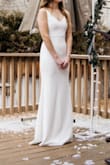 Postponed big wedding and wanted to save my original dress. Purchased this one and paired with a black leather jacket and it worked perfectly. Only issue was that it dipped slow in the front and I don't have enough cleavage to fill it out so I double knotted the straps and that worked fine. Also could not wear underwear or else there would have had a line showing. Overall very happy with fit and length and nice heavier type material. - Andrea E.