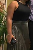 Originally I ordered the Medium and was too tight on the waist. There's no elastic so I had to order the large. - Eliana M.
