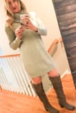 A thinner knit with a more open knit weave down the center. See through in sunlight, but not too bad; nothing a body suit can't protect you from. - Jennifer J.
