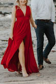 This dress is great --I wore it for my engagement pictures and it was the perfect amount of flare. The top can be a bit loose, but I also chose to not wear a bra. It flows well and has great length --I wore approximately four inch heels and it still swept the floor. - Amanda P.