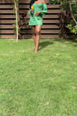 Literally my favorite dress right now. First perfectly and the green really helped pop my melanin! - Gabrielle H.