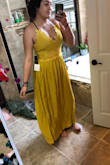 It's very cute! It's actually fairly long for this style of dress! It almost touches the ground on me! - Reagan W.