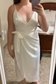 Love how this dress makes me feel and is so flattering on my figure. I usually order a medium from this site, but didn't want this dress to be tight so I went with the large. The length is perfect on me and can't wait to wear it to my rehearsal dinner - Rosie