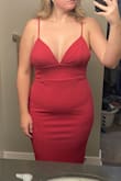 The color is beautiful and the dress material and construction is high quality, but I think I'd have to drop 20 pounds for this to look good. Definitely overemphasizes my gut in all the wrong ways. Had to return it. - Morgan R.
