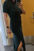 I am all about dresses that look amazing and feel like PJs. This is one of them, the body con style and side slit elevate it above just a maxi which I LOVE. This color is super interesting too: when it arrived at night I was disappointed because it looked almost black? But the next morning I was so happy to see it's this really lovely forest green color. - Taylor W.