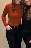 I love this turtleneck! It's high quality with a thicker material. I could even go without a bra if I wanted because it is somewhat compressive (I have a smaller chest). The color is super cute too! - Ashton L.