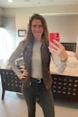 DEFINITELY order a size up that your normal size.  I'm usually a medium, but a large was perfect for me.  The sleeve length is also great for my long lanky arms.  And the material is very warm and cozy.  Pairing it with a vest makes for a very cute look! - Sally O.