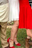 I wore these for outdoor pics, they were easy to walk in, even in grass and uneven pavement. So comfy and pretty too. - Kristin P.