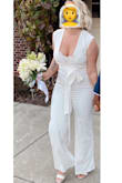 I love this jumpsuit so much. I wore this for our Covid wedding ceremony.It's super stretchy, soft, and very flattering! I love that you can tie in the front or back. Very classy and beautiful! - Hannah P.