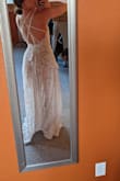 I absolutely love this dress! I had to put it on twice, because the first time I thought it made me look like i had a short torso buuuut second times the charm! It's super long on me but I'll get it hemmed with my wedding ceremony dress. I plan on wearing this for my reception (having a micro wedding) because it's so flowy and comfortable! (and gorgeous) I'll have to get the straps adjusted because they're a tad loose, and probs add some padding to the chest area as well. But otherwise, it fits nicely around my waist-- not too tight, and totally danceable. - Lindsay T.