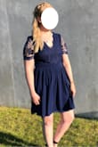 Beautiful dress but runs pretty large. According to the size chart I'm a large but medium would have fit a lot better. Unfortunately I didn't have time to exchange it before the wedding I was singing at, but a tailor friend of mine managed to alter it instead. - Petra A.