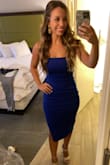 I wore this to a September wedding and got SO many compliments! I was worried the dress would be too long on my short frame, but it hit right below my knee. Hugged all the right places, the fabric was nice and thick, and it was tight enough that I didn't have to wear a bra underneath. Highly recommend! - Nicole B.