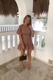 I wore this dress to dinner during my recent trip to Mexico. I purchased in a size small and it fits just right. - Emine K.