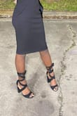 These Heels are so pretty! They are very comfortable and the material of the heel reminds you of suede so I would DEFINITELY RECOMMEND! - Ta'Mya S.