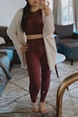 Love these. They are high enough to cover your stomach. And so comfortable. Material is nice too. Thin but not enough to where it's see through. They are a little long on me for being 5'2" but that's with any pants I buy on lulus. Will purchase more. And I love the rib material. - MeMe T.