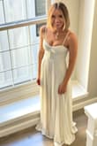 We planned our wedding in a week, and I had to quickly decide on a dress. This one did not disappoint. It fit perfectly and I did not need to make any changes. There are adjustable straps if you do need to adjust the top. The waist fits amazing as well and does not feel too tight. There is a slight stretch to it that allows it some give. Loved this dress for our wedding. It made the night that much more special! - Nicole B.