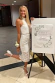 I wore this dress for my bridal shower and it was perfect! I originally ordered a small, however I then ordered the XS, because the dress was bigger in the chest/waist area.   It is elegant, classy, and sexy all in one!  a MUST have. - Alyssa A.