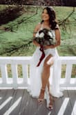I loved this dress!! I didn't know it was see through, so when I got it I was little worried, but it looked amazing! The material feels really nice, a really good purchase for the price. I got so many compliments! Would totally recommend to other brides!:) - Patricia S.
