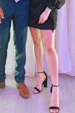 I don't wear heels this high ever but the thick heel made them easy to wear and dance all night. Perfect simple black heeled sandal and I didn't have to break them in before I wore them for an entire night, I didn't get blisters or anything. Very good quality I would buy them again in another color. - Melanie F.
