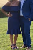 Wore this to an outdoor wedding on Fourth of July. It was (not kidding) 100 degrees outside, but this dress wasn't too heavy and never showed any sweat stains. I got a lot of compliments and look forward to wearing it again! - Mara-Lise O.