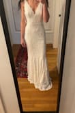 Absolutely love this dress. Such good quality! I honestly am so impressed with the quality of this for the price. I will be getting it hemmed, but other than the length it fits like a glove! I'll be wearing it to my reception or rehearsal. - Miranda F.