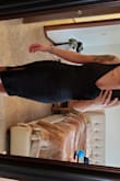 This dress is beautiful! The fabric is soft and has a bit of stretch to it. It really accentuates your curves, especially your rear! The length was perfect, hit right at the knees. - Miranda S.