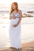 I wore this for my maternity shoot. I bought it before I was pregnant and even 20 lbs heavier it has enough stretch to accommodate the extra pounds. Only things is sometimes the straps seem to get loose - Dulce