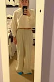 Love this top, super cute and comfy, but would not get the set, the pants are a very noticeably different color than the top and they run super long. - Meghan Y.