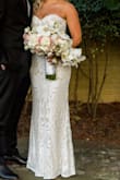 Don't even think twice, buy this dress! The the size M fit me like glove. All I needed was a short hem and some accessories and I was good to go for my big day. The material is stretchy and incredibly comfortable, the sequence didn't scratch my underarms at all. The lace detail is just stunning. I got so many compliments and people asking where I purchased the gown. - Erin D.