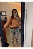 I LOVE how this sweater fits, and the material, and the neck, and the sleeves. I tucked the bottom hem up in my bra instead of tucking it into the front of my jeans and I love it. Wore it on Valentine's Day for a subtle pink look - Emme M.