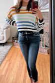 Cute, comfortable and different. It's a little cropped so goes well with high waisted jeans. - Stacey L.