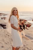 I bought this for my elopement. It was perfect and looks so so much more expensive than it is!! I would say it's a little big - I should have got it tailored to me; but it wasn't obviously so. The lace is so delicate and I got so many compliments. Love it!! - Jennifer H.