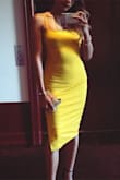 One of my favorite, maybe top 3 staples. Only thing that is bad about it for me is that it's yellow so I can't wear it as often as I'd like! The fabric is snug and comfortable, thick enough to make me feel and look more fit than I actually am. Feels more expensive than the price. I'm considering getting in it other colors, but I have too many black dresses already and not brave enough to wear blue yet. - Sosothabna N.