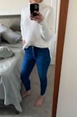 These jeans are really cute and buttery soft, like my align leggings from Lululemon (which I usually live in).
I have pretty wide hips and a small waist and the waist is a little too stretchy for me. I won't be returning though because they fit perfectly on my legs and the style is just what I was looking for. The sweater in this picture is Lulus, too & I am living in it at the moment. - April S.