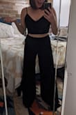 I would wear this daily if it made sense to! Its so so flattering and the pants hide as skirt and surprise you with their flair! They're so fun and I'M OBSESSED. The pants are notably long, even with heels on, but I'm only 5'1'' and hemming is easy. - Jennifer S.