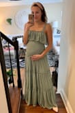 I bought this for my upcoming baby shower, but I like how the whole mid-section is smocked so I can wear it post baby, too! I usually do XS in Lulus, so I went to a small and it fits exactly the way I want it to. Love! - Misty C.