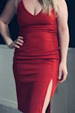 I really liked this dress but ended up sending it back only because I decided on a black one. It also felt slightly looser than I expected but I wouldn't necessarily size down. - Jillian Y.