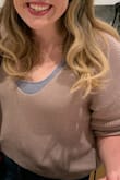 Love this top with jeans or a casual outfit. I like to pair it with a cami since the scoop is large. Hits well with higher-waisted pants. - Megan C.