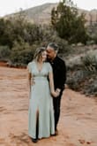 This dress is gorgeous. Its exactly as pictured. It has a great liner so its not thin material at all. Love it for my photos in the Redrocks. Wish I had more reasons to wear it!! - Kristy C.
