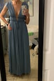 This was a cute dress, right at floor length for me, with flats. I'm 5'9". It was a little snug around chest, I'm a 32C. It felt more bridesmaid than casual which I was looking for. I returned because of this. - Christa L.