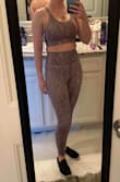 It's a bit tight, but that's expected for a high impact bra. It's not tight around the band, so I felt comfortable enough to keep it. Very cute with the matching leggings. - Jessica B.