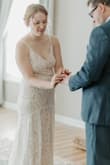 Loved this dress. I think I had it taken up about 3 to 4 inches so I could comfortably wear flats. I am 5'6 and 144lbs, and it fit like a glove. Love this dress! - Jillian B.