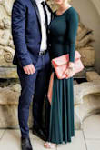Wore to a friend's wedding in Ireland. It is a light weight jersey material - but full length so you can dress it up or down. Easy to pack in a suitcase and only needed a steaming to wrinkle-out for the big day. Wore spanks and full coverage bra. Lots of compliments - I wish I would have taken more pictures! - Michelle W.