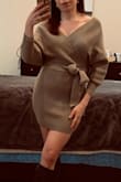 Exactly the kinda sweater dress you wear on date night/girl's night! First time wearing a bat wing kinda sweater. The bat wing felt a little weird, but it looked so cute on! - Rebecca R.