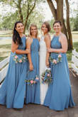 We got married during the pandemic and had originally ordered bridesmaids dresses from a bridal shop- we got word at the beginning of June that the dresses wouldn't be done in time so I panicked and searched Lulus!! I ordered all of my bridesmaids this dress in sizes M-XL. They fit each woman PERFECTLY! The adjustable straps really help each girl fit in it, as they have different bra sizes! I love these dresses more than the original dresses I had picked out! They shipped within days so we got them in time for our July 11th wedding!!! I was SO happy!!! (Pictured is all bridesmaids in three different sizes, but I did try on size M so I listed my personal measurements... it fit perfectly on me, too!) - Ashley L.
