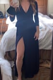 I was torn between the small and medium and very glad I went with small. If you are between sizes go with the smaller option, lots of room to adjust and it's stretchy. I wore 3 inch heals which made the length perfect. I'm bigger in the hips and smaller in the chest and this dress is very flattering - Matt B.