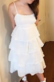 I got this for my bridal shower and I love it! I'm 5'9, and ordered a medium, and it fits great! The fabric is a little thinner than what I thought it would be but it's not see through. The only negative thing I could say, if I had to nitpick, is that the fabric does get caught very easily on the zipper so you gotta be super careful when you unzip/zip the dress! Otherwise, I'm super excited to wear it! - Shelby C.