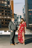 I got this dress for my engagement photos and it turned out spectacular! I'm 5'9 and ordered a medium and it fit perfectly! I was surprised to find out that the dress was a little long for me, but it ended up being a perfect length with heels! I think the color is a little more red than what the original picture looks like, but that didn't bother me too much. All in all, love this dress and can't wait to wear it to other occasions! - Shelby C.